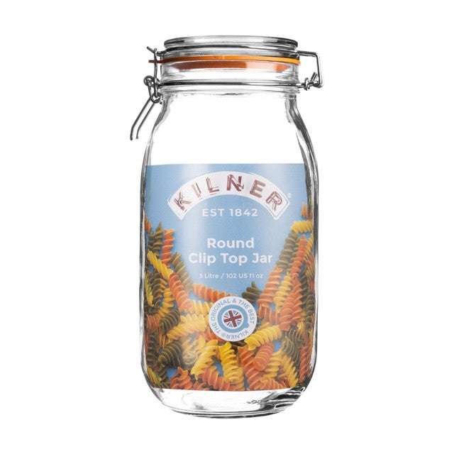 Kilner Clip Top Round Jar 3L, UK version