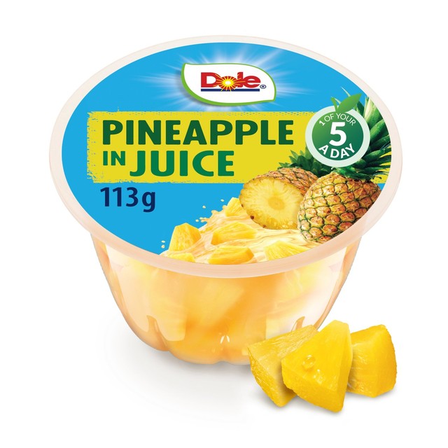 Dole pineapple chunks in juice pot 113g - British product