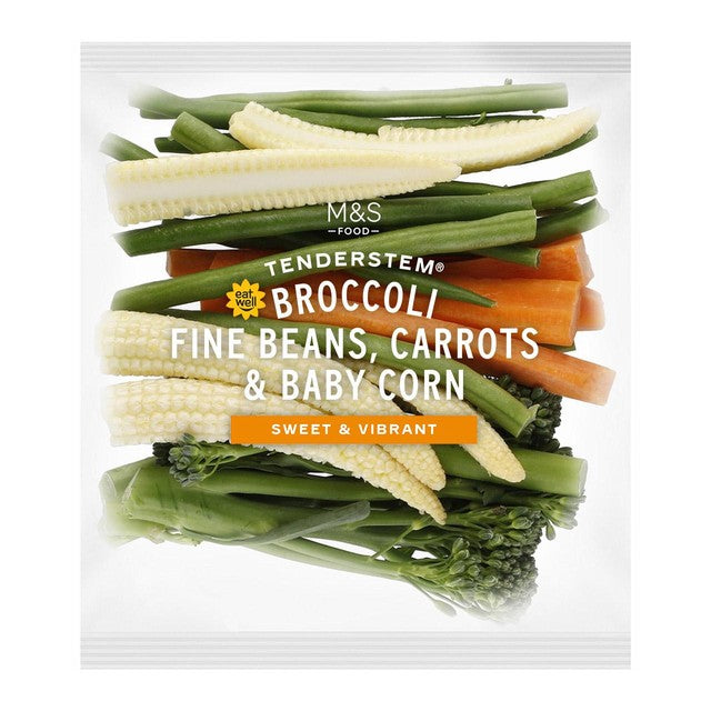M&S baby corn and mixed vegetable selection 200g, imported from the UK
