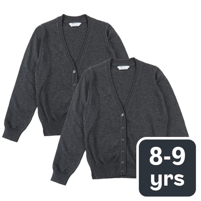 M&S Girls Pure Cotton Cardigan Grey 8-9 Years, imported from the UK