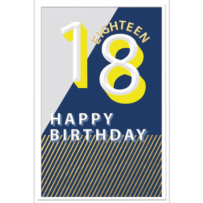Abacus Blue and Yellow 18th Birthday Card
