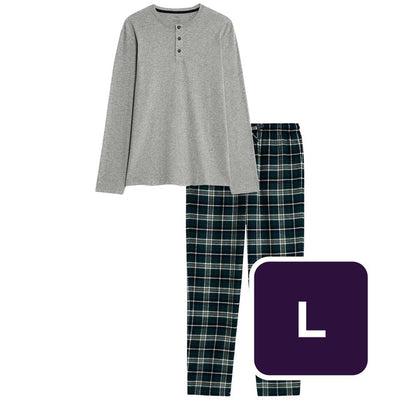 M&S Cotton Pyjama Set Grey Sleepwear L