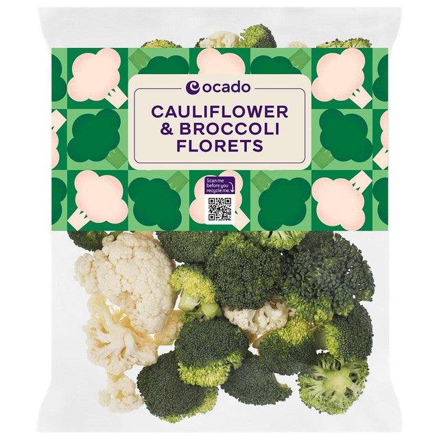 Ocado mixed cauliflower and broccoli florets 680g, imported from the UK