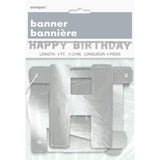 Unique Party Happy Birthday Silver Deluxe Jointed Banner 4ft, UK version