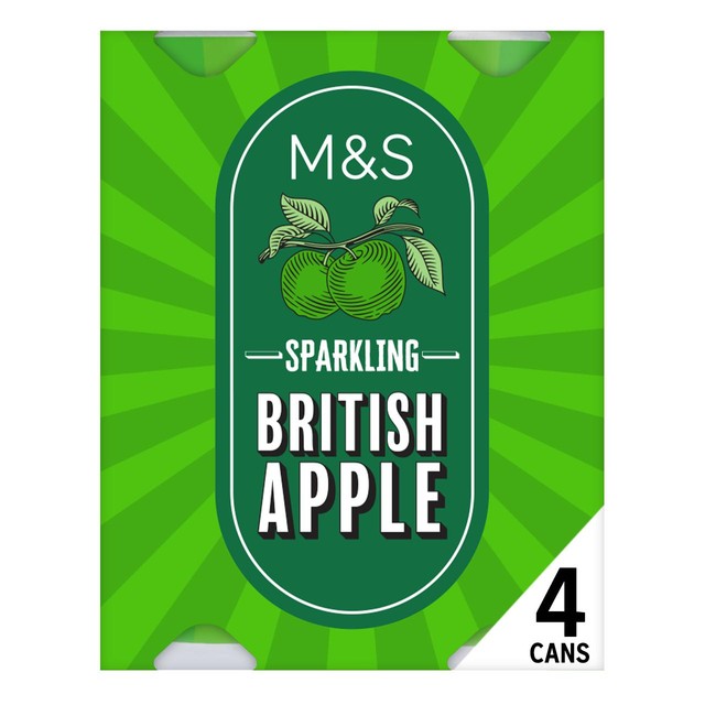 M&S Sparkling Apple Juice 4 x 330ml, imported from the UK