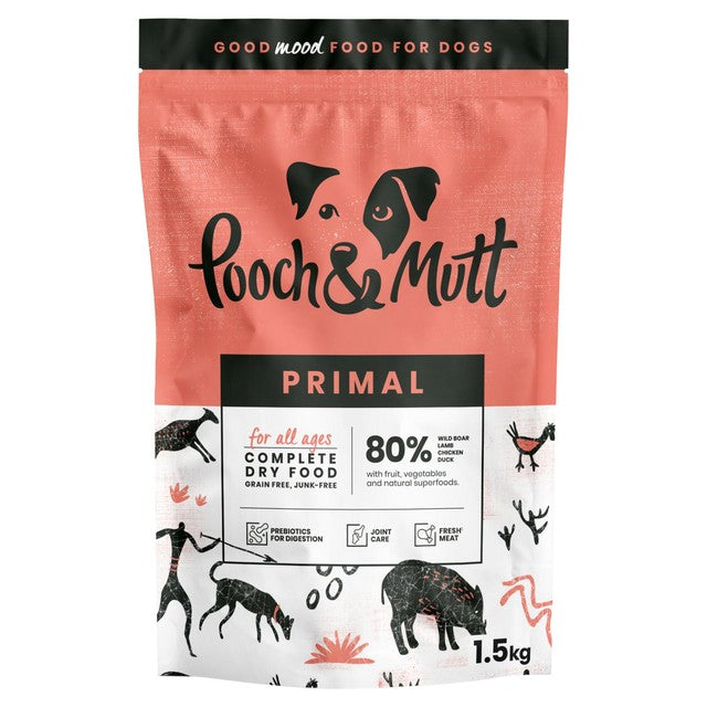 Pooch & Mutt Primal Wild Boar dry dog food 1.5kg, imported from the UK
