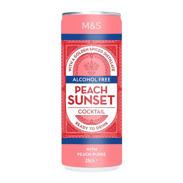 M&S Peach Sunset low alcohol canned cocktail 250ml, imported from the UK