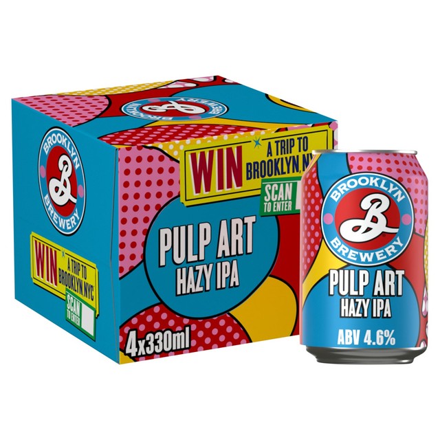 Brooklyn Pulp Art Hazy IPA beer 4 x 330ml cans - British product