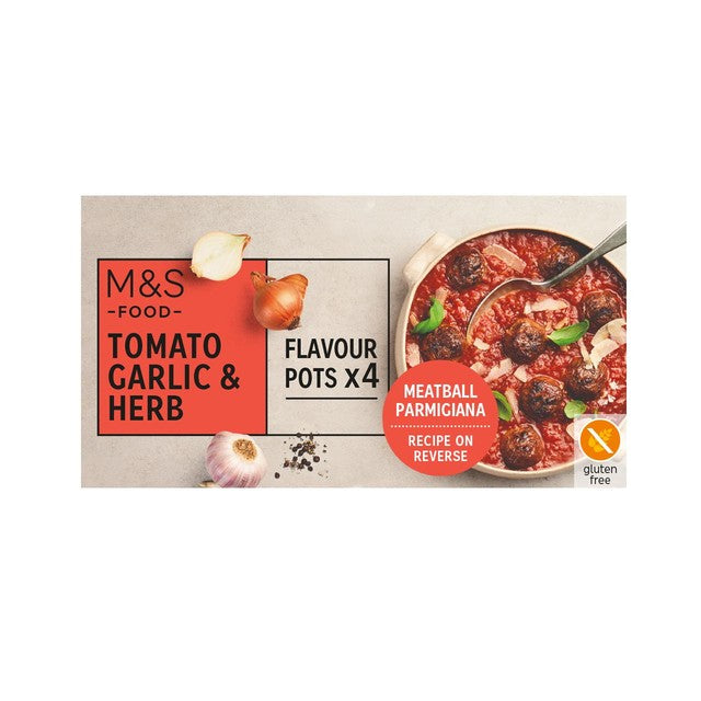 M&S Tomato Garlic & Herb Flavour Pots 96g, imported from the UK
