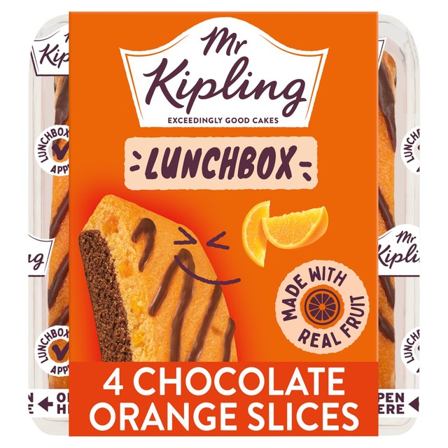 Mr Kipling chocolate orange cake slices 4 pack, imported from the UK