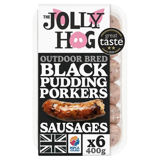 Jolly Hog Black Pudding Porker Sausages 400g, UK version