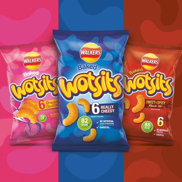 Walkers Wotsits Really Cheesy baked corn snacks multipack 6x16.5g (British brand)