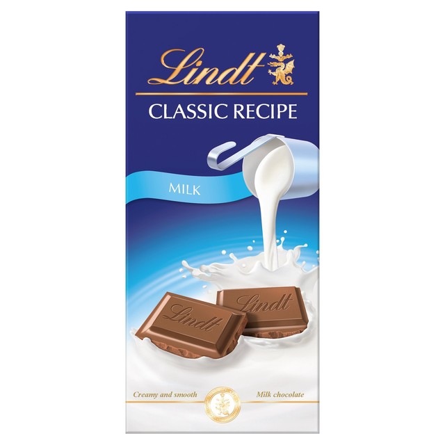 Lindt classic recipe milk chocolate bar 100g, UK version