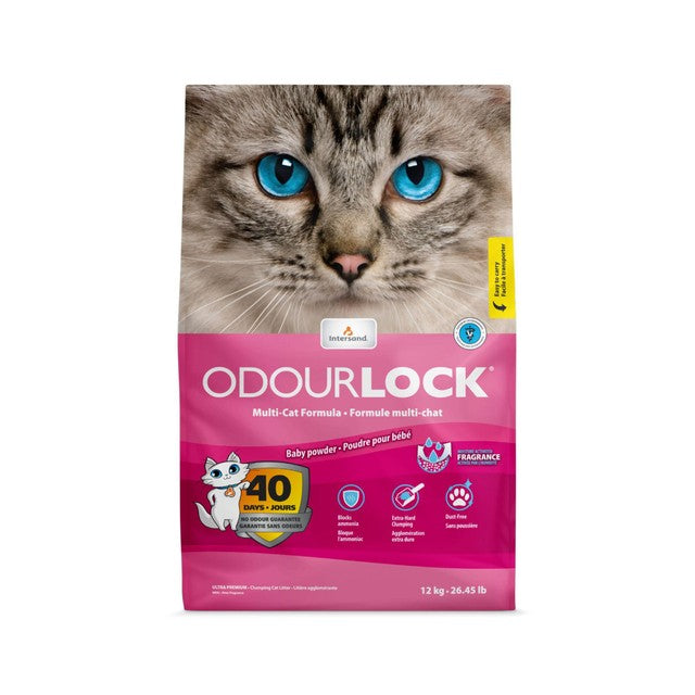Intersand Odourlock Baby Powder Clumping Cat Litter 12kg, UK version