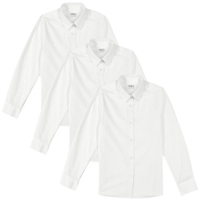 M&S girls slim fit blouses white size 10-11, imported from the UK