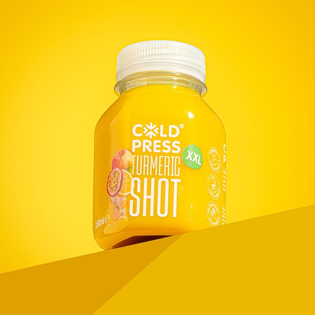 Coldpress XXL turmeric health shot 150ml plastic bottle - British product