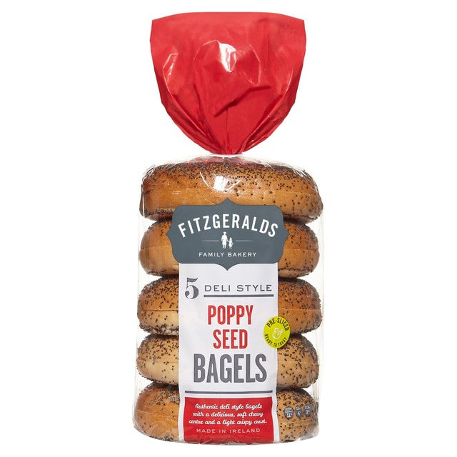 Fitzgeralds poppy seeded bagels 5 per pack - British product