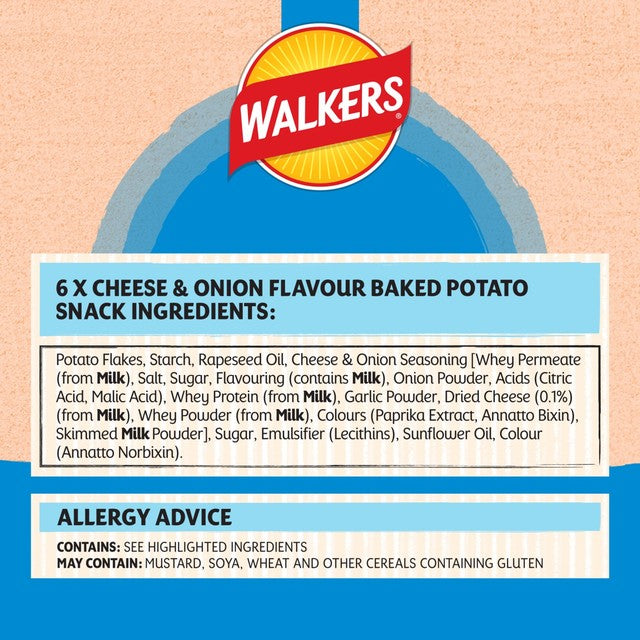 Walkers Baked Cheese & Onion Crisps 6 x 22g multipack (British brand)