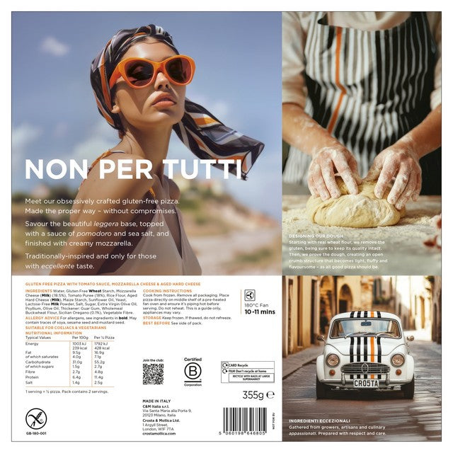 Crosta & Mollica frozen gluten free margherita pizza 355g - British product