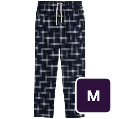 M&S Men's Pure Cotton Checked Pyjama Bottoms Navy M