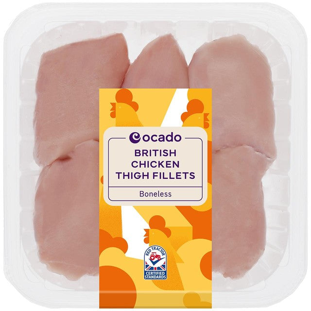 Ocado chicken thigh fillets boneless 450g, imported from the UK