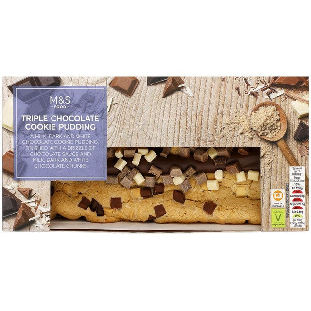 M&S Triple Chocolate Cookie Pudding 200g, imported from the UK