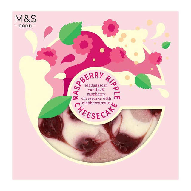 M&S raspberry ripple cheesecake 475g, imported from the UK