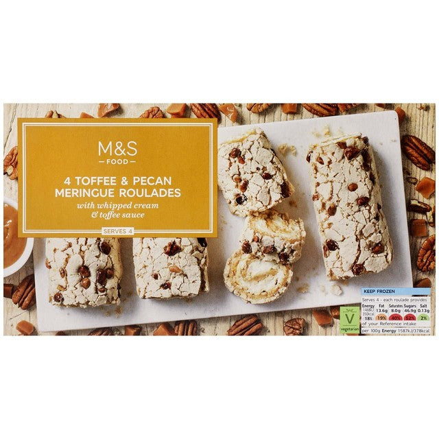 M&S toffee & pecan meringue roulades 370g, imported from the UK