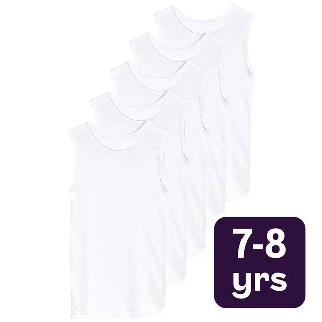 M&S cotton vests white 7-8 years, imported from the UK