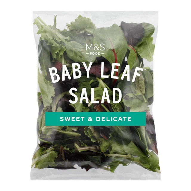 M&S mixed baby leaf salad washed and ready to eat 80g, imported from the UK