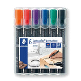 Staedtler bullet tip permanent markers 6-pack assorted colours (British brand)