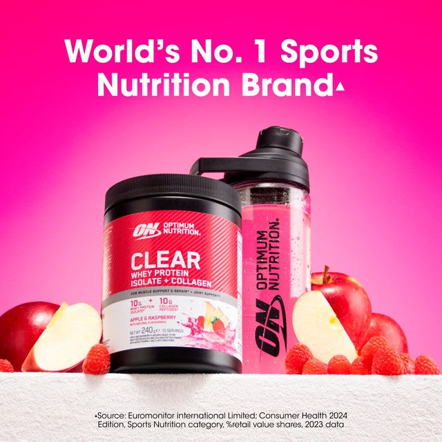 Optimum Nutrition Clear Whey Apple & Raspberry 240g, imported from the UK