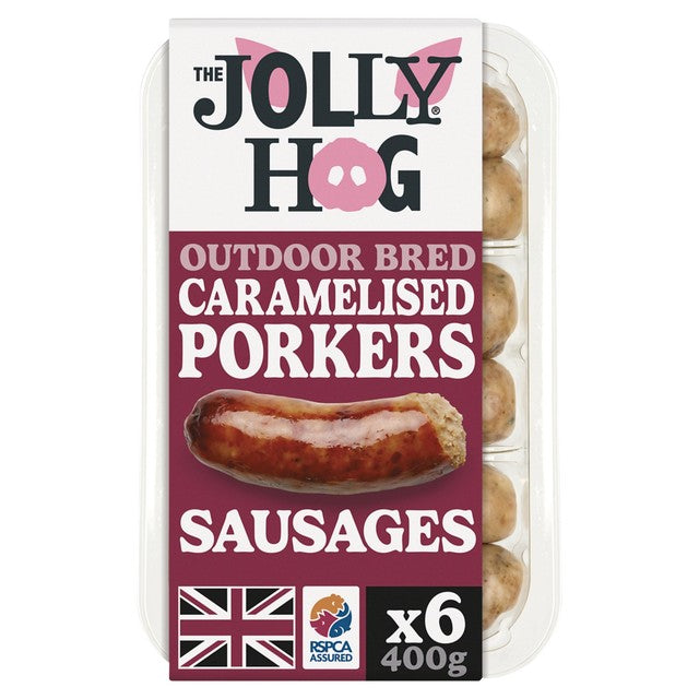 Jolly Hog Pork & Caramelised Onion Sausages 400g, UK version