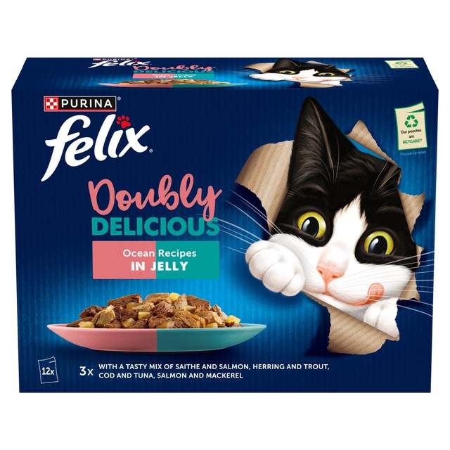 Felix Doubly Delicious ocean recipes wet cat food 12 x 85g - British product