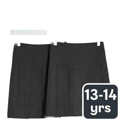 M&S Grey Pleated School Skirt 13-14 Years 2-Pack