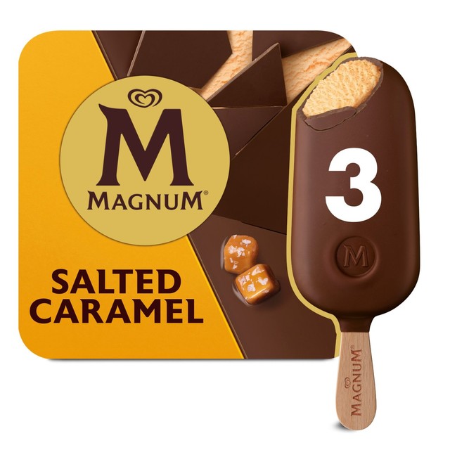 Magnum salted caramel ice cream sticks 3x100ml, imported from the UK