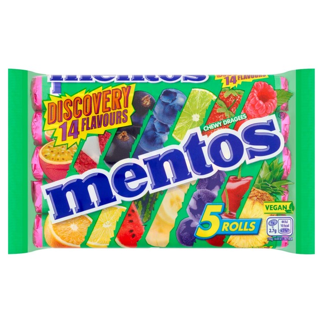 Mentos Discovery Chewy Fruit Flavoured Sweets 5 x 37.5g Multipack, imported from the UK
