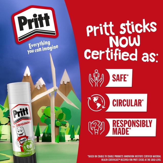 Pritt glue stick 3 x 22g, imported from the UK