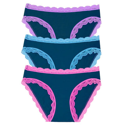 Stripe & Stare Original Knicker Midnight Neon 3 Pack Panties XS