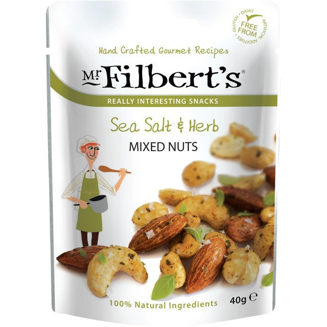 Mr Filbert's sea salt and herb mixed nuts 40g, imported from the UK