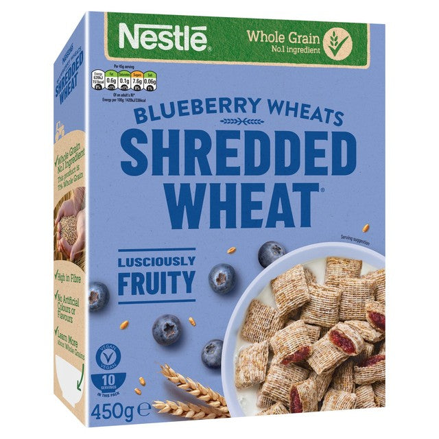 Nestle Shredded Wheat Bitesize Blueberry Wheats Cereal 450g (British brand)