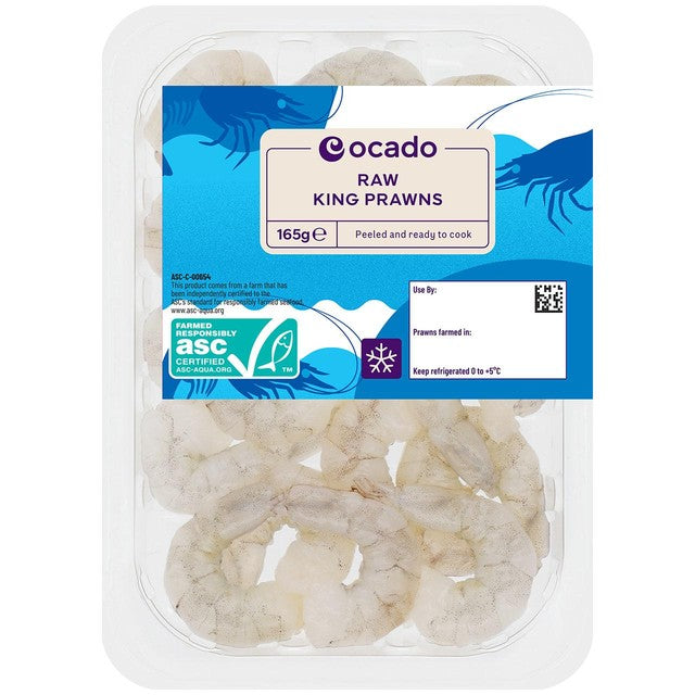 Ocado Raw King Prawns peeled ready to cook 165g, imported from the UK