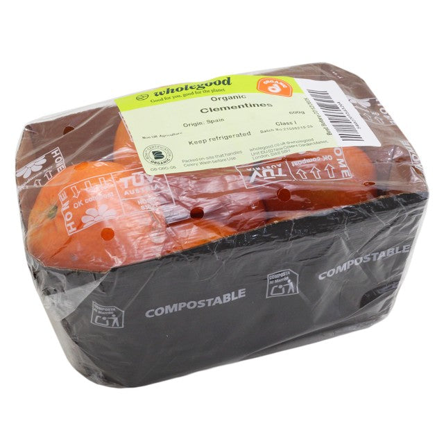 Wholegood Organic Clementines 600g carton (British brand)