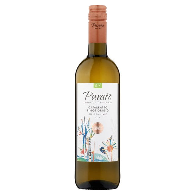 Purato Organic Catarrato Pinot Grigio Sicily white wine 75cl, imported from the UK