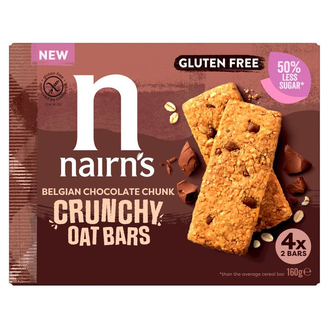 Nairn's gluten free oat bars Belgian chocolate 160g, imported from the UK