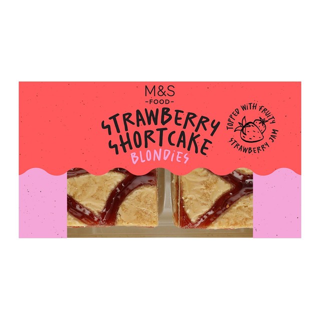 M&S Strawberry Shortcake Blondie 185g, imported from the UK