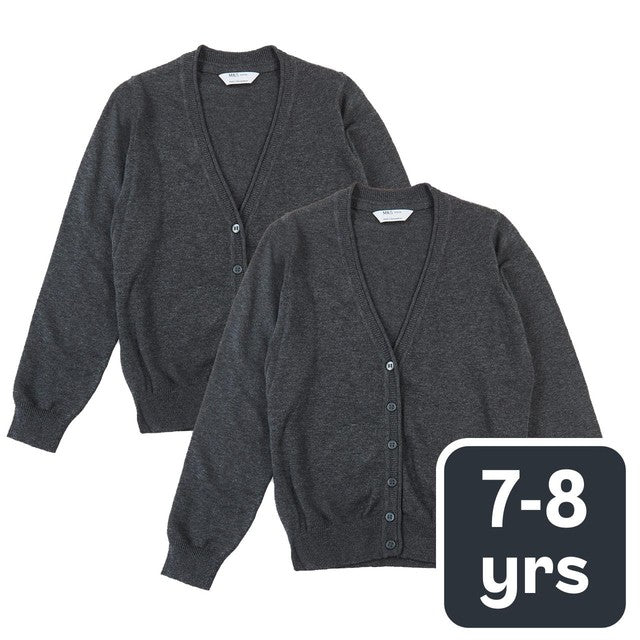 M&S Girls Pure Cotton Cardigan, 7-8 Years, Grey