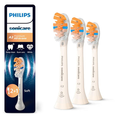 Philips Sonicare A3 All-in-One Brush Head White Electric Toothbrush Replacement Head 3 Pack