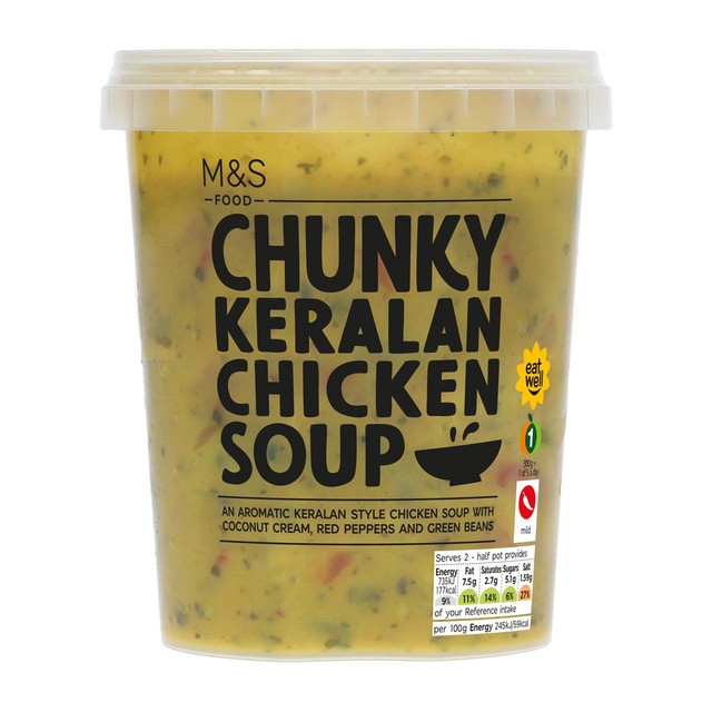 M&S Keralan chicken soup 600g, imported from the UK