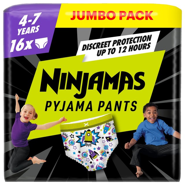 Pampers Ninjamas Pyjama Pants Boys 4-7 Years 16 Pack, imported from the UK